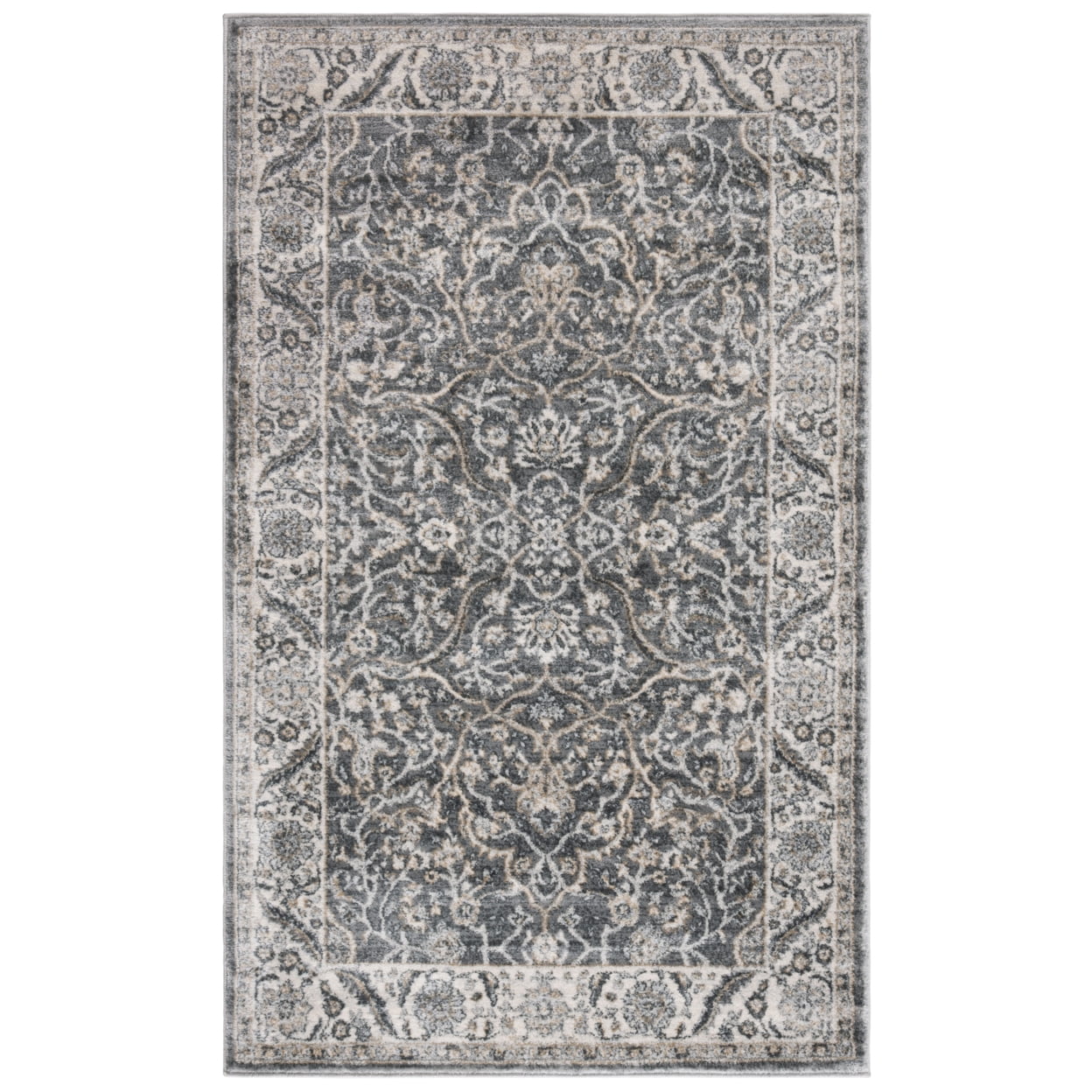 SAFAVIEH Isabella Kuzman Floral Bordered Area Rug, Grey/Dark Grey, 5'3" x 7'6"