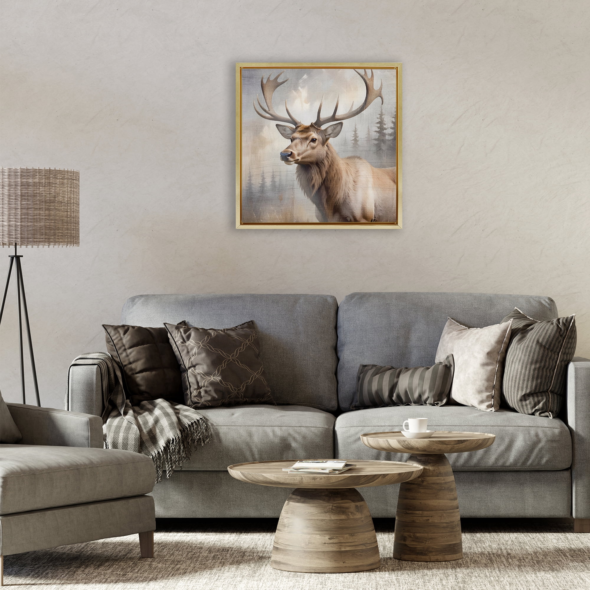 Stupell Industries Graceful Forest Stag Gold Framed Floater Canvas Wall Art, design by Susan Arnot
