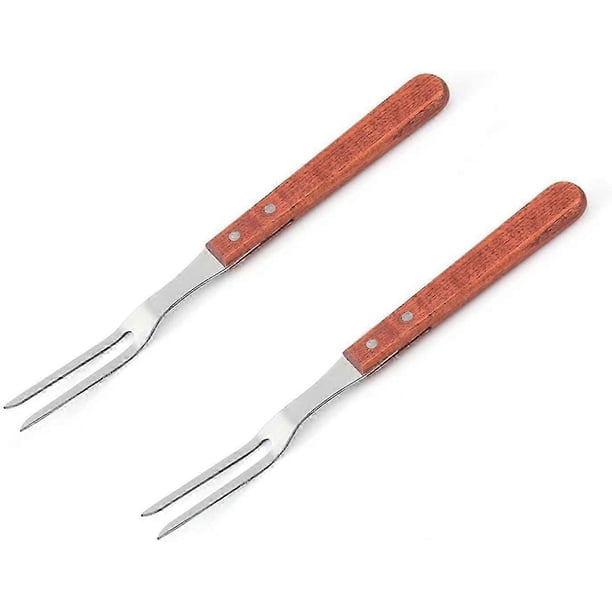 2 piece meat fork stainless steel grill fork wooden handle stainless steel meat fork 33cm grill fork carving fork pot fork BBQ kitchen roast turkey me