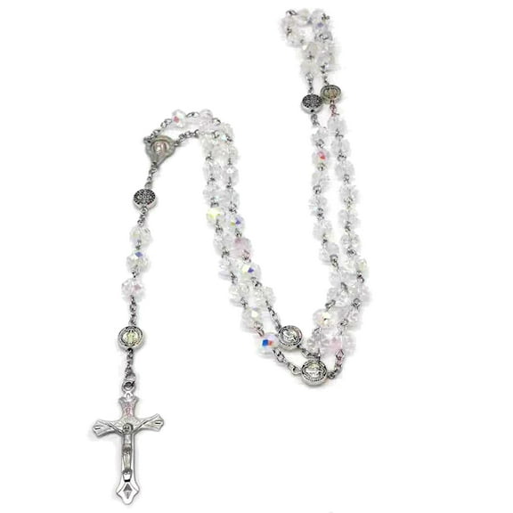 UNTERING Necklace Crystal Bead Catholic Rosary Necklace Pendant Choker Religious Necklaces Long Chain Prayer Charm Jewelry