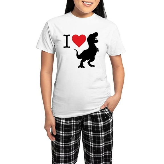 CafePress - I Love T Rex Women's Light Pajamas - Women's Short Sleeve Print T-Shirt and Pants Light Cotton Pajama Set