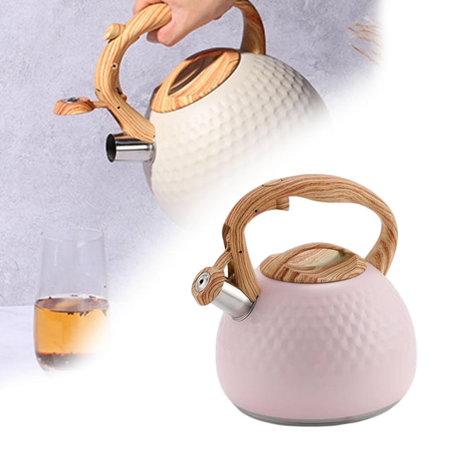 Inteprter Tetera de gran capacidad para amantes del café, estufas de hechas de acero inoxidable, tetera con silbido, segura Juegos de servir café y té rosa diámetro: 20 cm