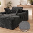 thumbnail image 4 of Noelse 67" Oversized Chaise Lounge, Corduroy Floor Sofa with Pillows, Deep Seat Comfort for Living Room, Gray, 4 of 9