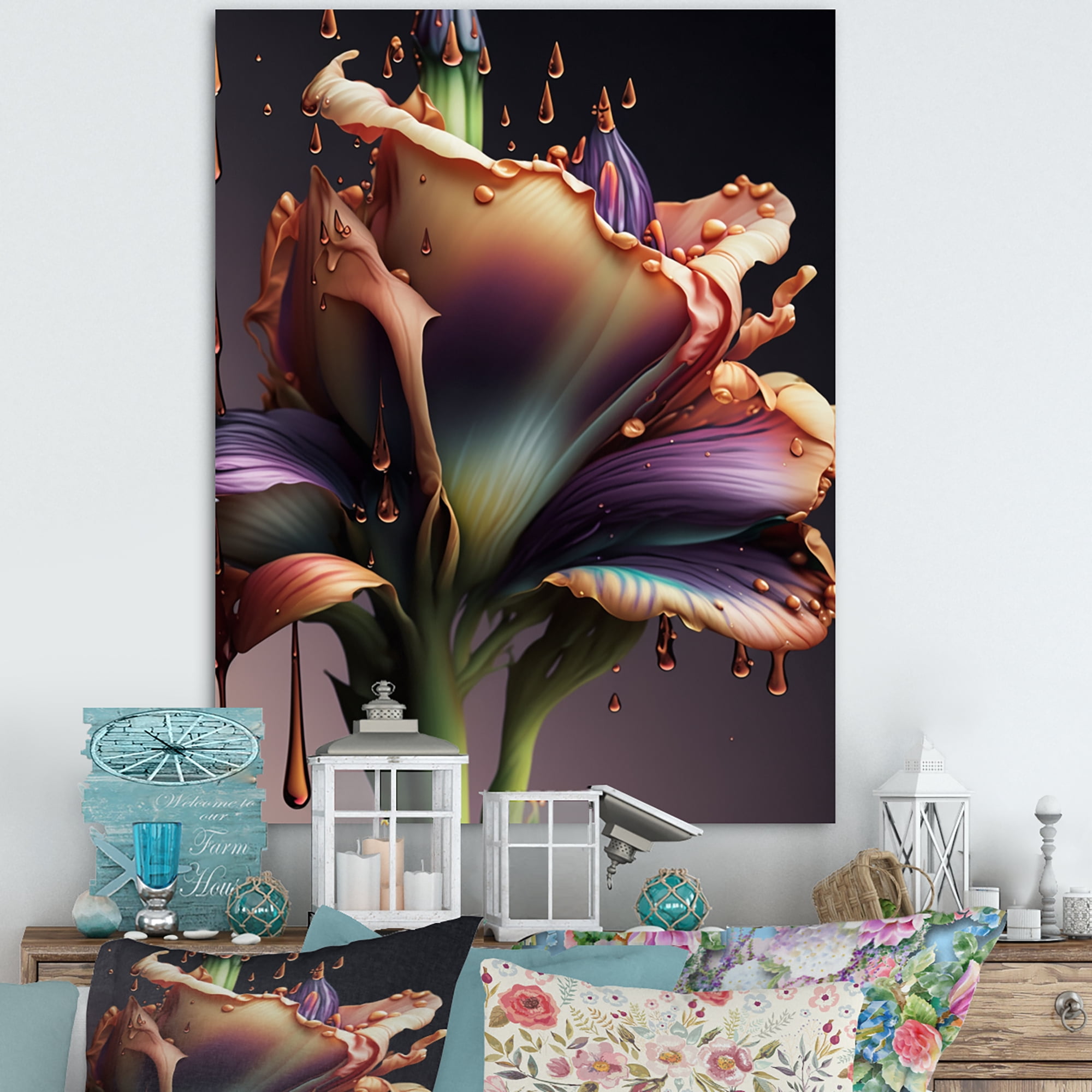 Designart Red Gladiolus Flowers III Canvas Wall Art