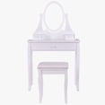 thumbnail image 1 of Patiojoy Mirrored Dressing Table Wooden Vanity Makeup Unit w/ Cushioned Stool White, 1 of 9