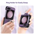 thumbnail image 2 of Casetego for Samsung Galaxy Z Flip 5 Case with Ring,Embossed Leather Slim Fit with Anti Slip Flocking PC Back Cover Protective Cover,Purple, 2 of 7
