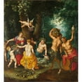 thumbnail image 2 of Jan Brueghel the Younger 12x13 Black Ornate Wood Framed Double Matted Museum Art Print Titled: The Feast of Bacchus (Without Ceer and Baccho Clove Venus), 2 of 5