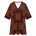 thumbnail image 4 of Floral Pattern in Autumn Colors Womens Dress With Pockets Summer V Neck 3/4 Sleeve Dress Plus Size Loose Dress, 4 of 7
