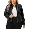 MODA NOVA Juniors Plus Size Zipper Pocket Faux Leather PU Motorcycle Jacket