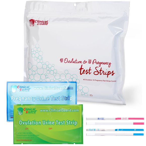 Clinical Guard Ovulation and Pregnancy Test Strips - 40 Ovulation Test Strips and 10 Pregnancy Test Strips, Ovulation Kit, Lh Test Strips, Ovulation Tests, Hcg Test Strips, Fertility Test for Women