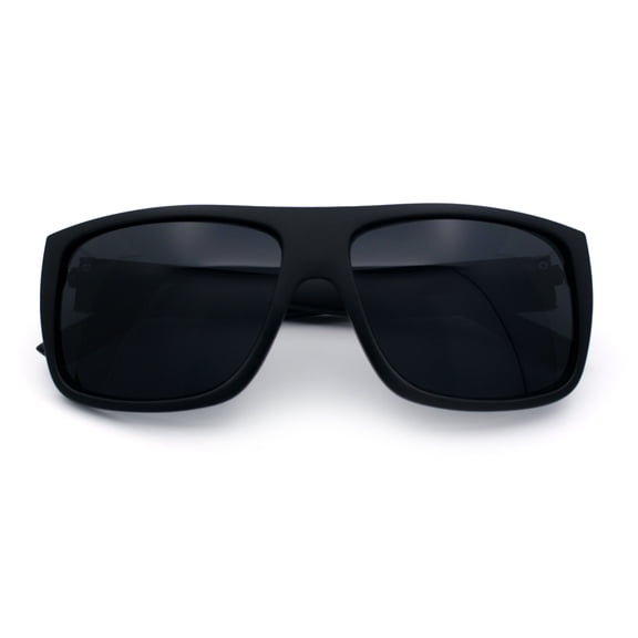 Classic Manly Rectangular Sporty Wrap Biker Style Plastic Sunglasses Matte Black