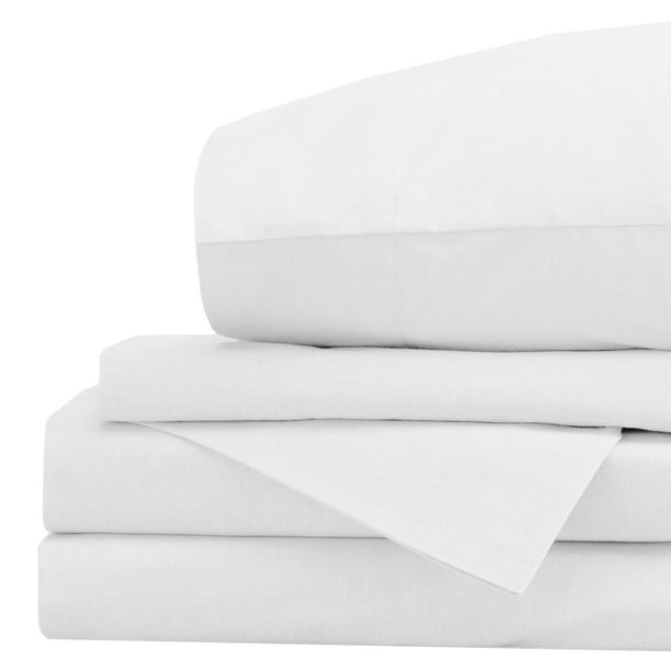 Great Bay Home Recycled Cotton Percale 4Piece Queen Sheet Set