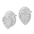 thumbnail image 2 of Sterling Silver Polished & Brushed CZ Heart Circle Post Earrings Sterling Silver Earrings, 2 of 2