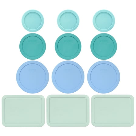 Pyrex 12 Lid Light Aquatic Shades Bundle for 7202, 7200, 7201, 7210 Glassware