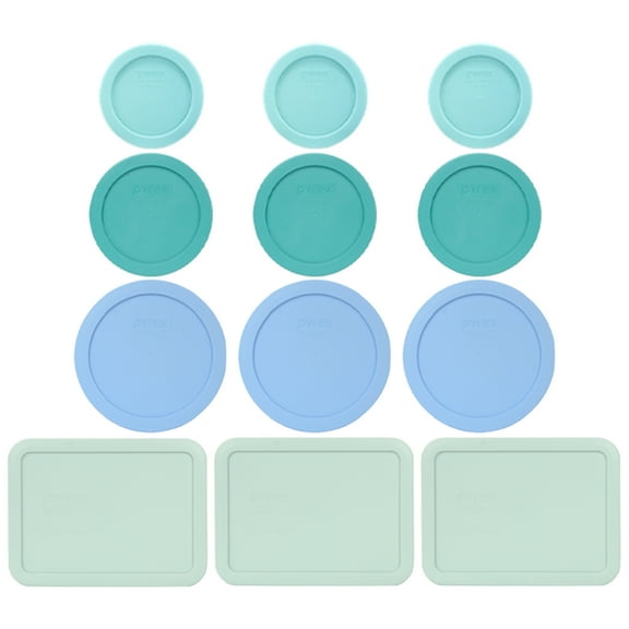 Pyrex 12 Lid Light Aquatic Shades Bundle for 7202, 7200, 7201, 7210 Glassware