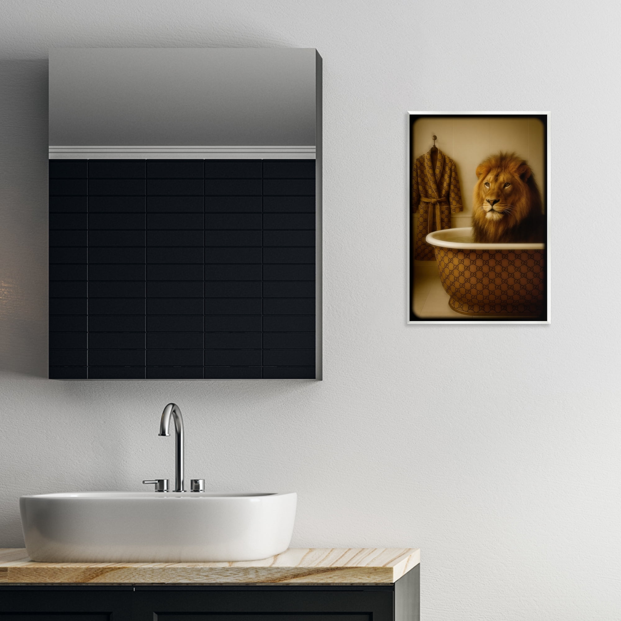 Stupell Industries Couture Lion in Luxury Tub Wall Plaque Art, design by Grotto Studios
