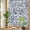 Blue, variant on Pastoral Flowers Window Privacy Film, Grey Flower Farm Vintage Linen Texture Stained Glass Rainbow Film Decorative Window Clings, Static Cling Sun Blocking Stickers 23.6" x 59"
