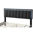 thumbnail image 5 of Glamorous 1pc Queen Size Bed W LED Charcoal Wool Fabric Upholstered Channel Tufted Platform Bed, 5 of 9