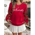 thumbnail image 6 of MOUSYA Christmas Sequin Sweater Womens Believe Christmas Sweatshirt Crewneck Long Sleeve Xmas Holiday Knit Pullover Top, 6 of 9