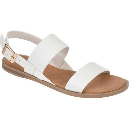 

Women s Journee Collection Lavine Flat Sandal White Faux Leather 7.5 M
