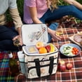 thumbnail image 5 of FORMRS Insulated Cooler Bag 24 Cans Capacity Soft Leakproof Lunch Box with Side Pockets, Green Watercolor Seashells, 5 of 7