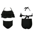 thumbnail image 5 of vigerkar Girls Two Piece Swimsuits High Waisted Bikini Teen Ruffle Tummy Control Bottoms Halter Bathing Suits (Grey, 9-10 Years), 5 of 8