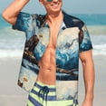 thumbnail image 5 of KLL Men's Hawaiian Shirt Short Sleeve Button Down Beach Shirts-Iceberg Bald Eagle, 5 of 5