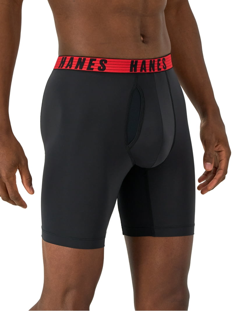 Hanes Moves Men's Anti-Chafe Long Leg Boxer Brief, Total Support