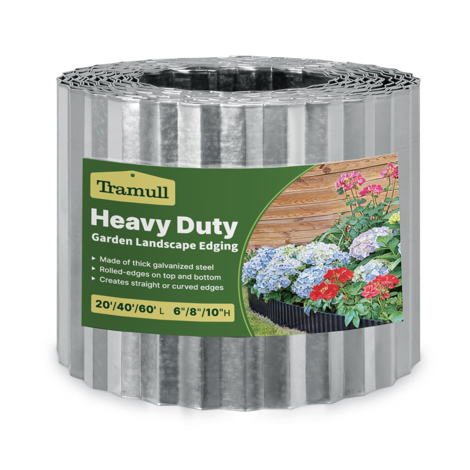 Tramull Corrugated Garden Edging Border,6" x 20' Landscape Paver Edging, Tall Landscape Edging, Fence for Garden, Flower Bed, Lawn and Landscape Edging (Silver)
