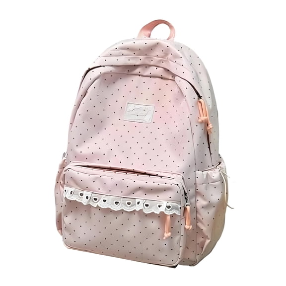 KEVCHE School Backpack,Lace Polka Dot Large Capacity,Cute Kawaii Daypack,17 Inch Backpack and Casual Travel Style,Durable School Bag Backpack for Back to School Gifts