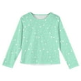 thumbnail image 4 of CCRFTGI Girls Long Sleeve Shirts Crew Neck Polka Dot Base Layer for Kids Tween Girls Classic Comfort Soft Pullover Tops 2026 Summer Mint Green 9-10Years, 4 of 4