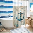 thumbnail image 5 of No Hook Shower Curtain, Teal Anchors Coastal Shower Curtains for Bathroom with See Through Top Window, Vintage Summer Beach Nautical Waterproof & Washable Bath Curtain Stand Up Stall 36"x72", 5 of 9