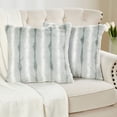 thumbnail image 2 of Home Soft Things Plush Striped Faux Fur Pillow Covers, Set of 2, 20"x20", Cacolo, 2 of 9