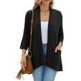 thumbnail image 5 of Plus Size Cardigan for Women, Yigetop Womens Casual Lightweight Cardigans with Pockets 3/4 Sleeve Open Front Dusters Cardigan Sweaters for Women Black L, 5 of 7