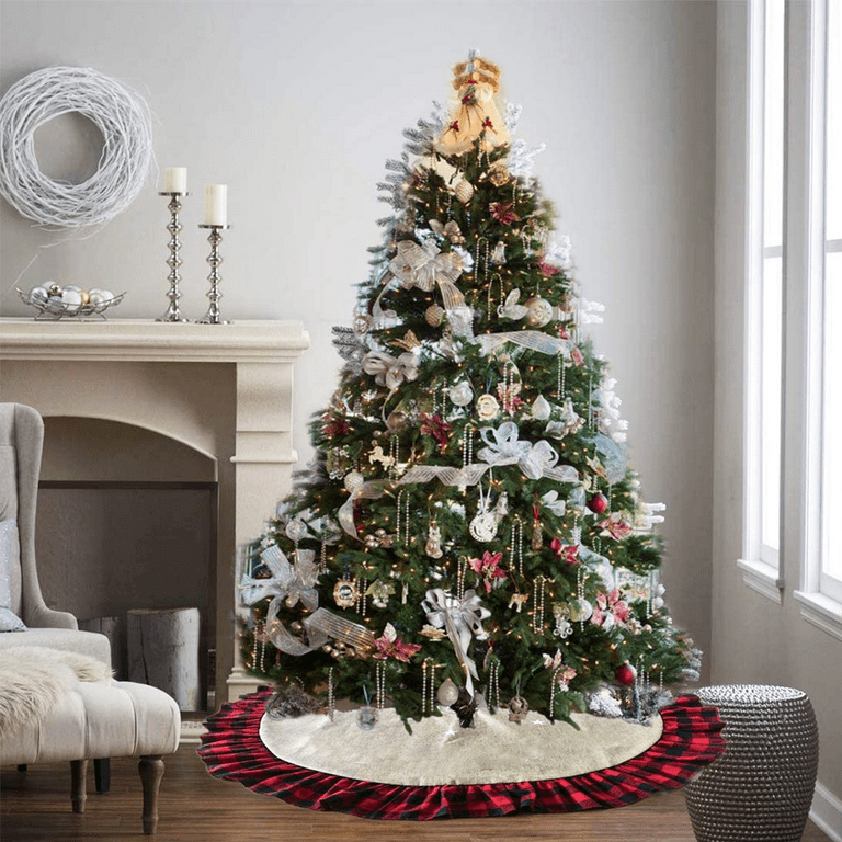 Plaid Christmas Trees on Burlap Cotton Lycra