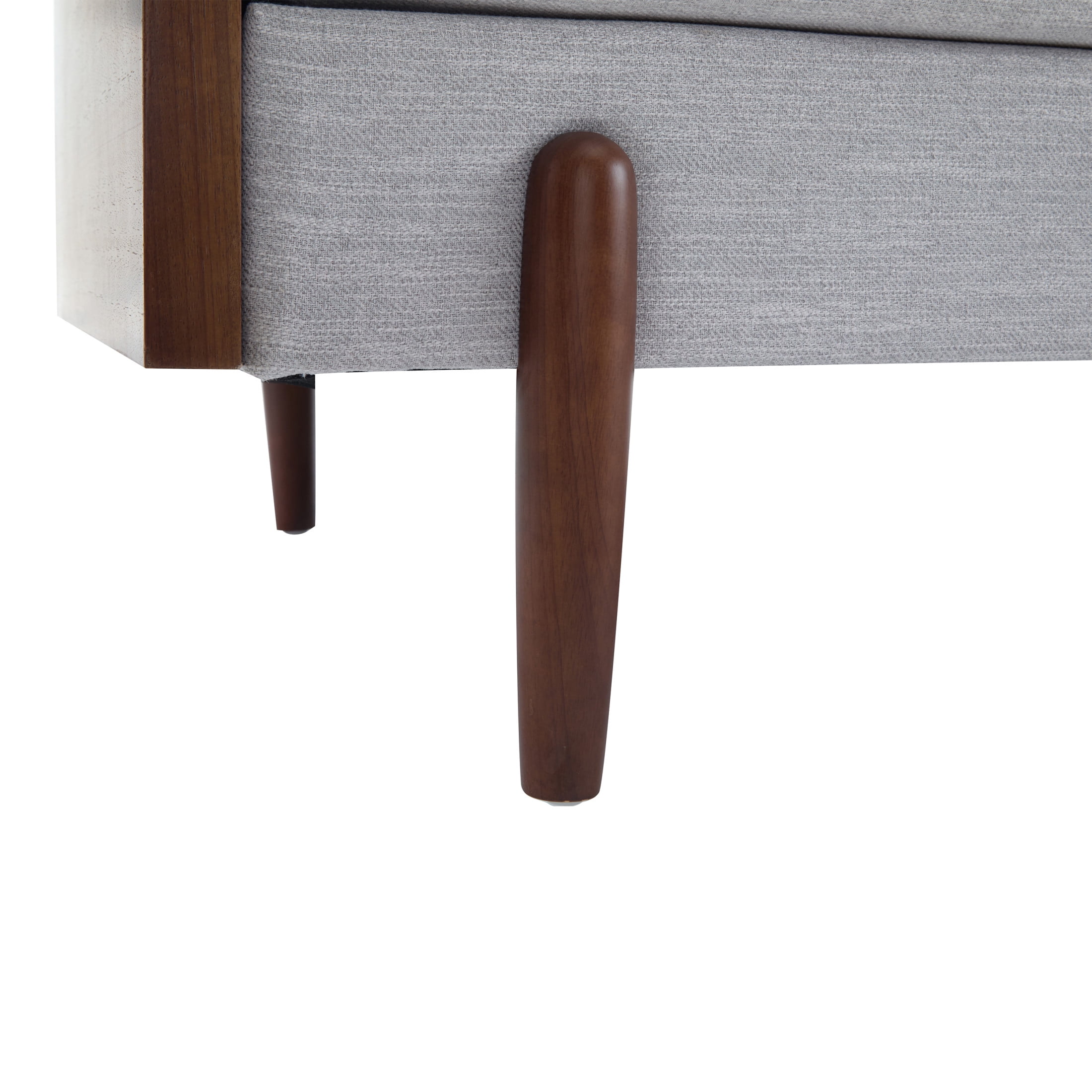 Mid-Century Modern Sofa with Slim Track Arms and Wood Frame, Light Smoke Gray