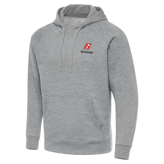 Men's Antigua Heather Gray Brad Keselowski Victory Pullover Hoodie