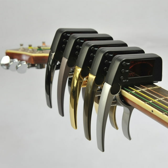 unbranded Afinador Electrónico 2 En 1 Con Capotraste Para Guitarra Clásica Acústica Y Banjo Con Resorte De Acero