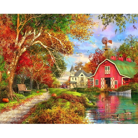 Springbok Autumn Barn - 400 Piece Jigsaw Puzzle for Families - Made in the USA - Unique Cut Pieces