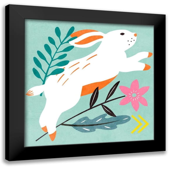 Wang, Melissa 12x12 Black Modern Framed Museum Art Print Titled - Easter Bunnies I