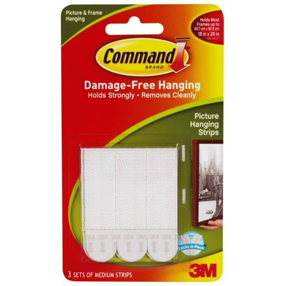 Command Medium Picture Hanging Strips 3 ea (Pack of 2)