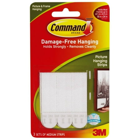 Command Medium Picture Hanging Strips 3 ea (Pack of 2)