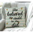 thumbnail image 3 of She Believed She Could So She Did Inspirational Quotes Throw Pillow Case Cushion Cover Cotton Linen 18x18 Inches for Sofa Couch Gold Hearts on Hand Drawn Blue Striped Pillow Cover, 3 of 4