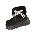 thumbnail image 3 of Viluyesy Womens Winter Snow Boots Platform Fur Lined Warm Non Slip Faux Suede Pearl Bow Casual Boots Black Size 6, 3 of 10