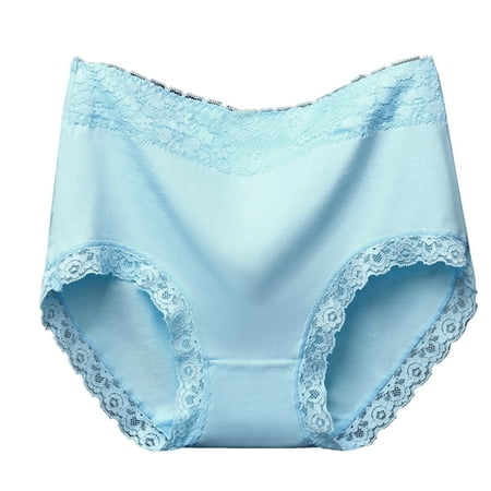 Cotton Panty Underwear Women Breathable Comfortable Briefs High Waist Butt-lifting Everyday Comfort Panties (Large  Light Blue 01)