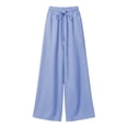 thumbnail image 7 of VBVC Women's Ribbed Wide Leg Lounge Pants , Casual Drawstring Loose Fit Trousers For Women , Ladies' Lightweight Sweatpants with Pockets, Blue , S-2XL, 7 of 7