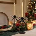 thumbnail image 5 of Christmas Bow Metal Taper Candle Holder, Black Iron Candlestick Tabletop Centerpiece Decoration, for Holiday Party, Wedding, Mantel Decor, 5 of 7