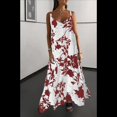 thumbnail image 4 of Vestido Maxi de Verano para Mujer, con Tirantes Finos, Sin Mangas, Cuello en V, Estilo Bohemio, Floral, para Vacaciones, Rojo, Talla S, 4 of 10