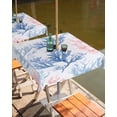 thumbnail image 2 of Hokiten Outdoor Tablecloths with Umbrella Hole & Zipper, Blue Pink Coral 54x54 Inch Square Tablecloths, Beach Ocean Summer Coastal Waterproof Table Cloth, Patio/Pool/Picnic Table Covers, 2 of 7