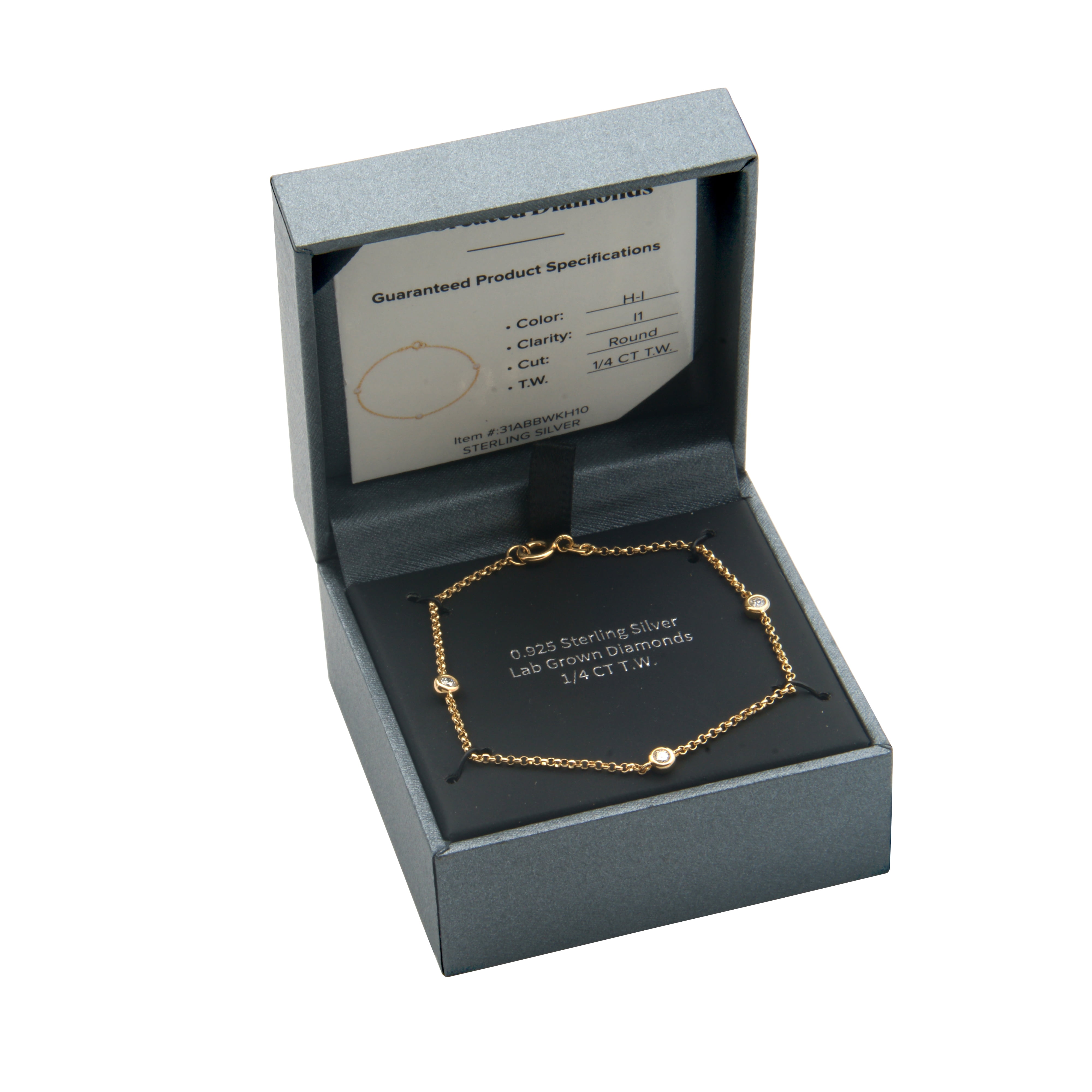 Forever Facets 1/4 CT TW Lab Grown Diamond 18K Gold over Sterling Silver Bracelet, Adult Female